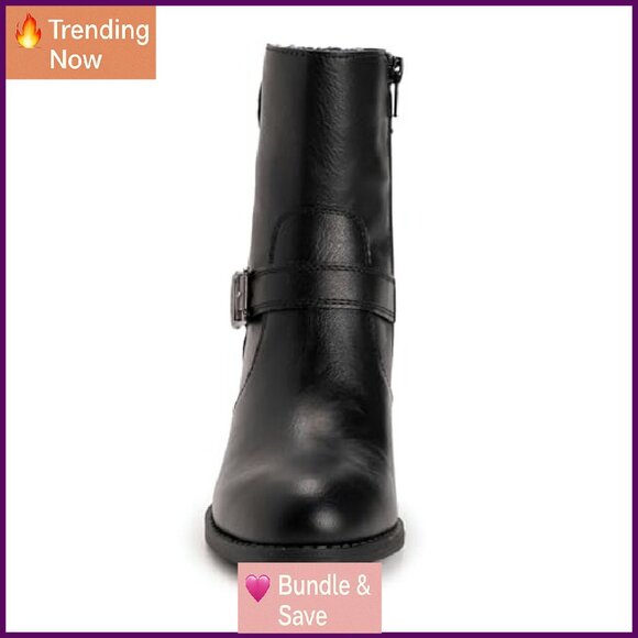 Women's Ankle Boots with Memory Foam, Block Heel & Side Zip - Picture 6 of 8